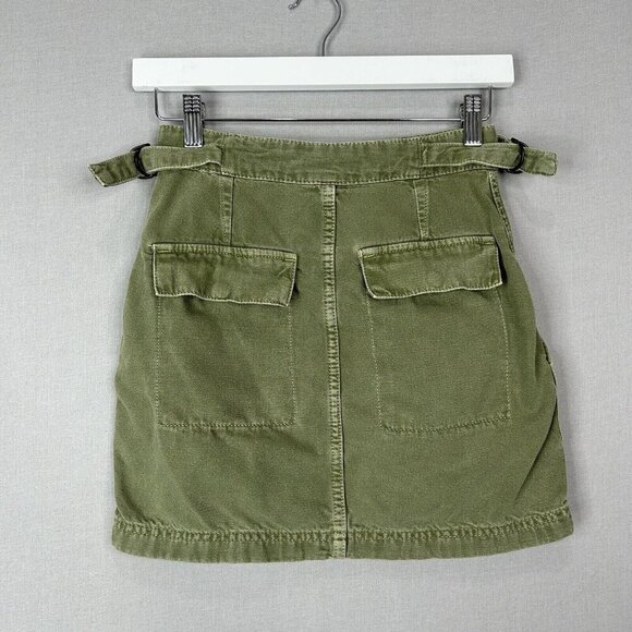 Free People Womens Skirt 0 Army Green Twill Cargo Utility Y2K Grunge Mini Basic - Picture 10 of 14